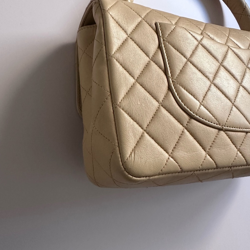 RARE CHANEL Vintage KELLY Beige Top Handle flap Quilted bag - Picture 13 of 15